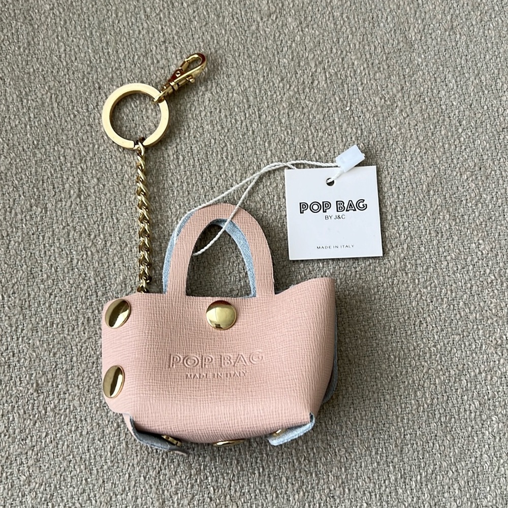 NWT Pop Bag keychain. Light pink. Made in Italy.